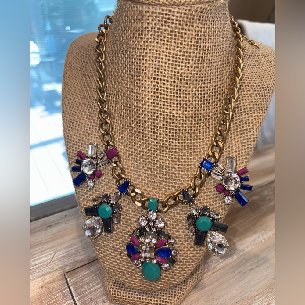J crew Custom Jewelry. Elegant Turquoise and Blue Statement Necklace
